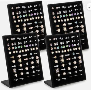 4 Pack Velvet Ring Display Stand, 50 Slots Organizer Black Rectangular stand New
